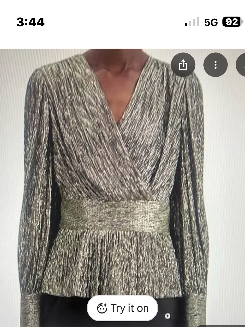 Kooples Black and Silver Metallic Long-Sleeve Blouse - NWT Rare size 4 EU